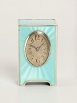 Miniature silver enamelled clock